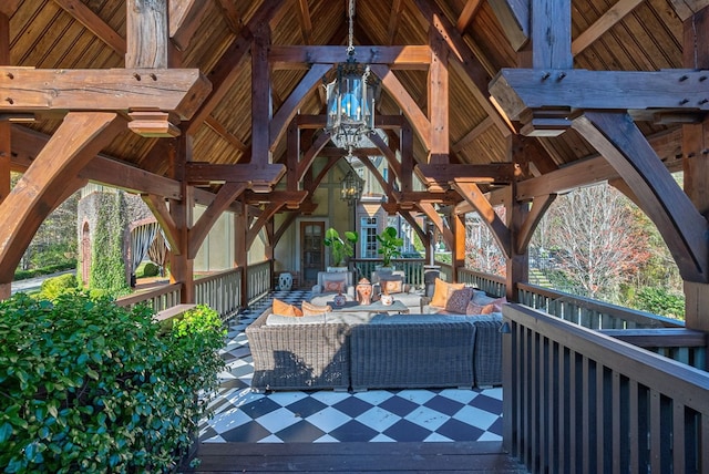 view of patio / terrace with a gazebo and an outdoor hangout area