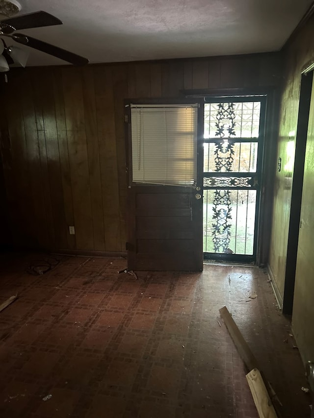 2908 Urban Ave, Columbus, GA 31907 - entryway with a ceiling fan and wood walls