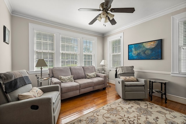 1809 Carter Ave, Columbus, GA 31906 - living room featuring wood finished floors, ornamental molding, and a ceiling fan