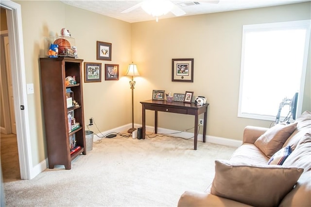 93 Pebble Ct, Smiths Station, AL 36877 - sitting room with ceiling fan and carpet floors