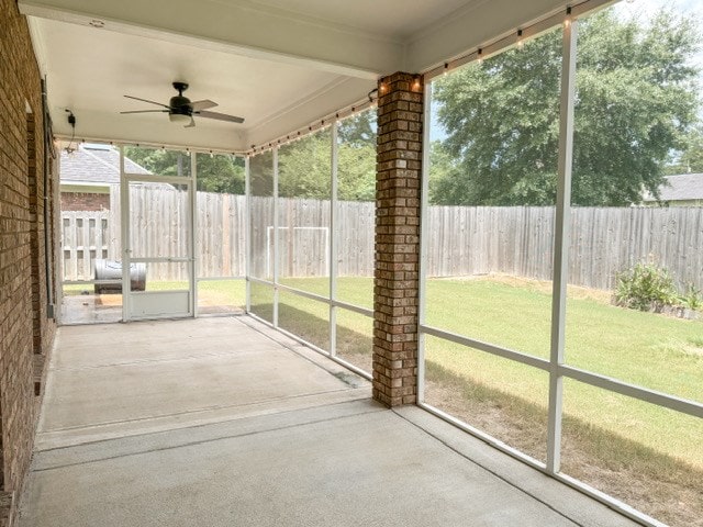 93 Pebble Ct, Smiths Station, AL 36877 - unfurnished sunroom featuring a ceiling fan and healthy amount of natural light