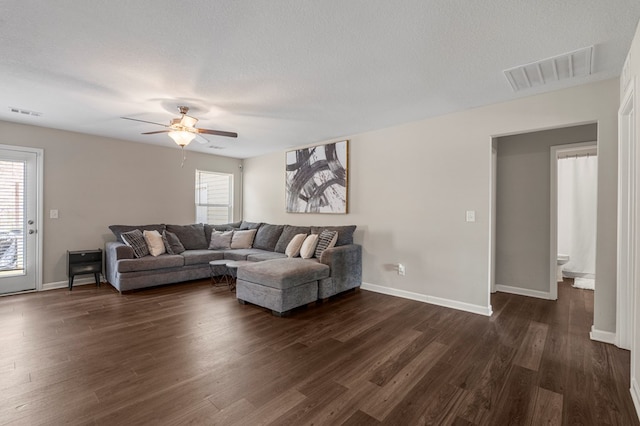 6368 Sandy Bottom Dr, Columbus, GA 31907 - living room with a ceiling fan and dark wood-style floors