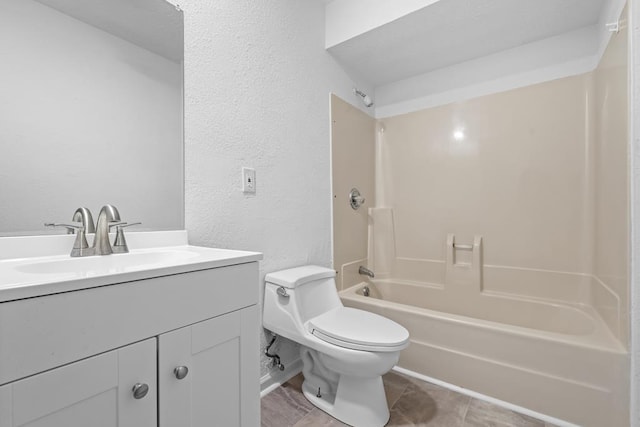 full bathroom with tile patterned flooring, vanity, toilet, and shower / bath combination