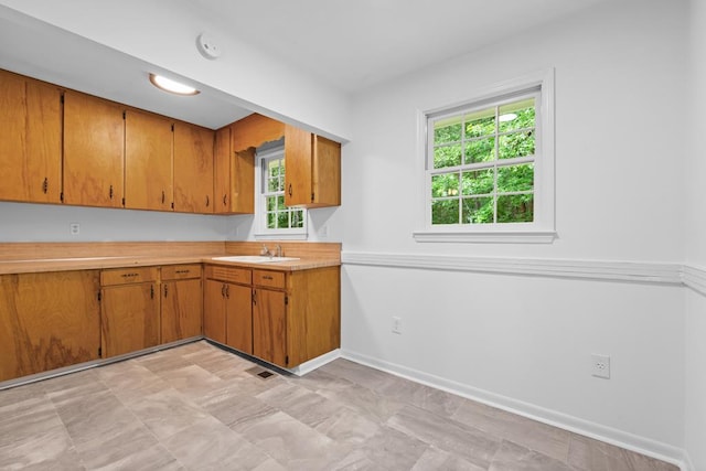 kitchen featuring a wealth of natural light and sink