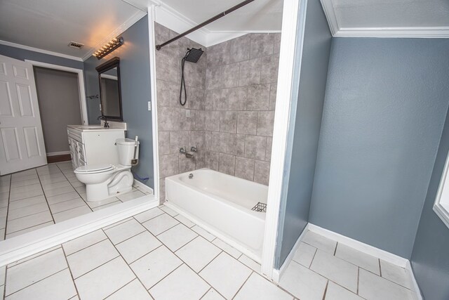 646 Byrd Ave, Smiths Station, AL 36877 - full bath with visible vents, ornamental molding, and tile patterned flooring