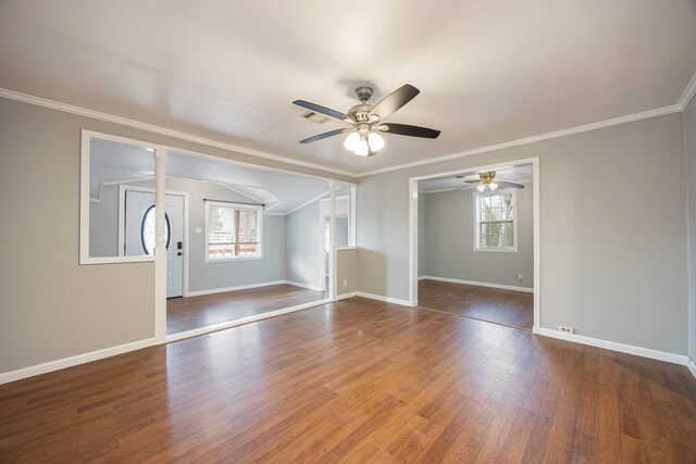 646 Byrd Ave, Smiths Station, AL 36877 - spare room with ceiling fan, wood finished floors, and a healthy amount of sunlight