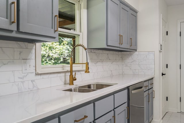 766 Lee Road 0553, Phenix City, AL 36870 - kitchen featuring gray cabinets, decorative backsplash, and dishwasher
