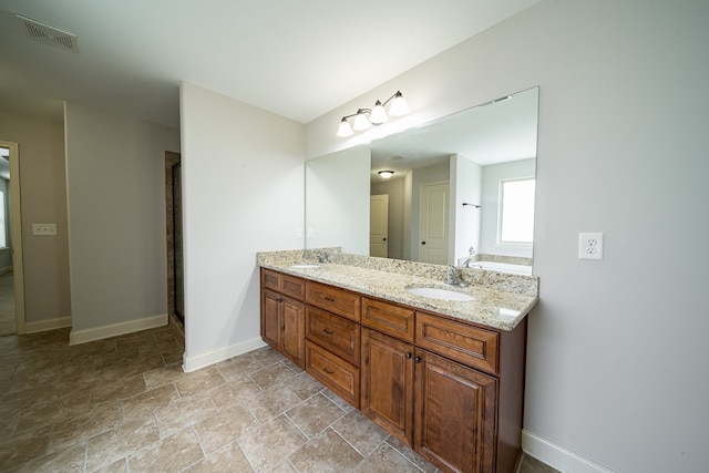 bathroom featuring vanity and separate shower and tub