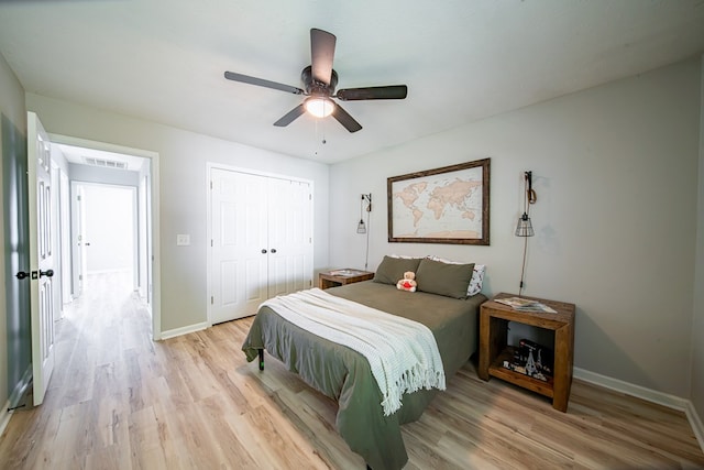 5082 Aaron Ln, Columbus, GA 31907 - bedroom featuring light wood finished floors, a closet, and ceiling fan