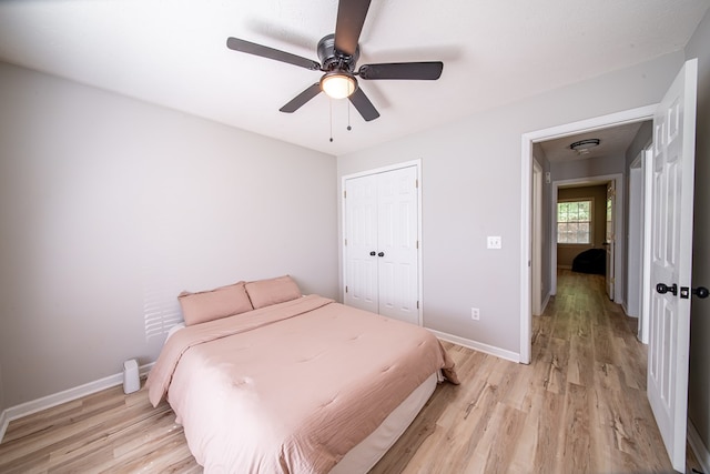 5082 Aaron Ln, Columbus, GA 31907 - bedroom with light wood finished floors, a closet, and ceiling fan
