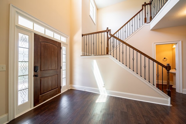 235 Pebblebrook Ln, Columbus, GA 31904 - entryway featuring wood finished floors, stairway, and a towering ceiling