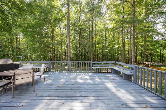 170 Slappy Dr, Hamilton, GA 31811 - deck featuring outdoor dining area and a forest view