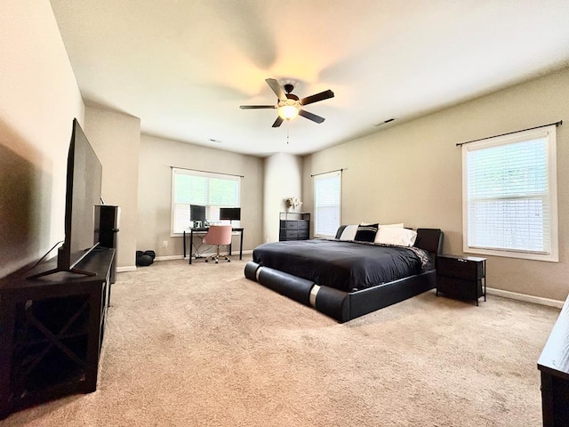 3814 Pond View Ct, Columbus, GA 31907 - bedroom with carpet, baseboards, an office area, and a ceiling fan