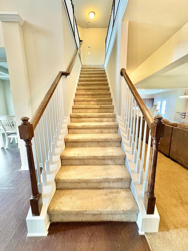 3814 Pond View Ct, Columbus, GA 31907 - stairs featuring wood finished floors