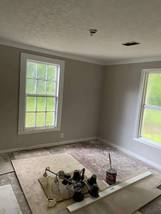1800 18th Ct, Phenix City, AL 36867 - unfurnished room featuring crown molding, a textured ceiling, baseboards, and plenty of natural light