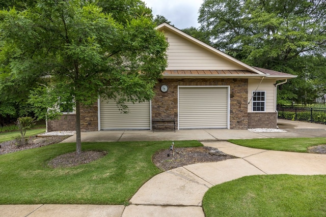8758 Ga Highway 0315, Cataula, GA 31804 - view of front of home with stone siding, metal roof, and a standing seam roof