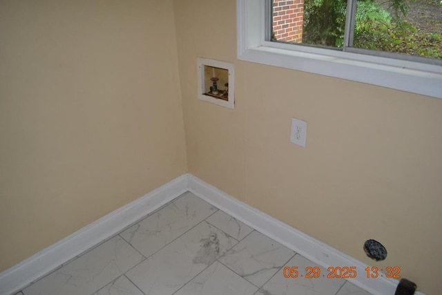 3836 Mulberry Dr, Columbus, GA 31907 - washroom featuring hookup for a washing machine, baseboards, and light marble finish floors