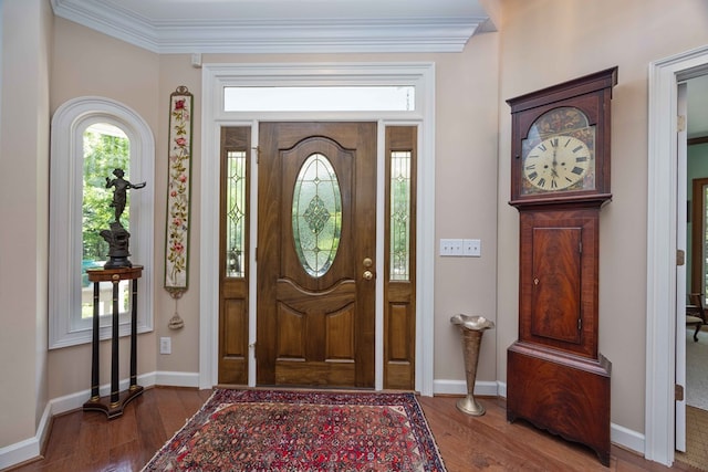 12225 County Line Rd, Midland, GA 31820 - foyer entrance featuring wood finished floors, healthy amount of natural light, crown molding, and baseboards