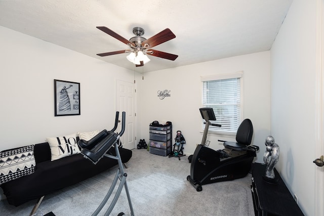 4524 Hedingham Ln, Columbus, GA 31907 - exercise area featuring a ceiling fan and carpet flooring