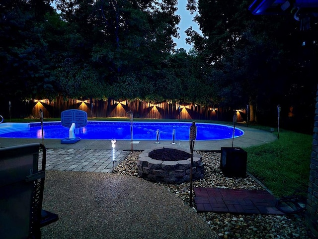 4524 Hedingham Ln, Columbus, GA 31907 - view of swimming pool featuring an outdoor fire pit, a fenced backyard, and a patio