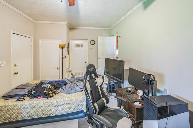4512 Lunsford St, Columbus, GA 31903 - carpeted bedroom with crown molding, a textured ceiling, and an office area