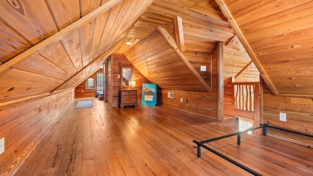125 Brady Rd, Buena Vista, GA 31803 - additional living space with hardwood / wood-style floors, wooden walls, visible vents, lofted ceiling, and wooden ceiling