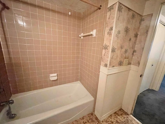 4200 Curry St, Columbus, GA 31907 - full bathroom featuring shower / bath combination, wallpapered walls, and a wainscoted wall