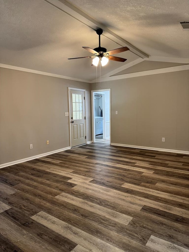 4901 Willowbrook Dr, Columbus, GA 31909 - spare room with dark wood-style floors, ceiling fan, a textured ceiling, and ornamental molding