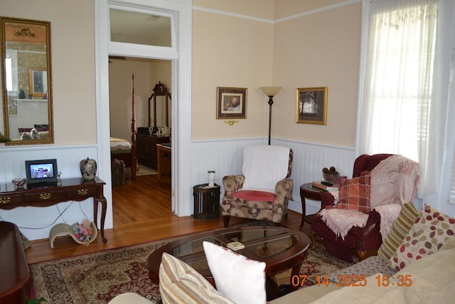 2901 Beacon Ave, Columbus, GA 31904 - living area with a wainscoted wall, plenty of natural light, and wood finished floors
