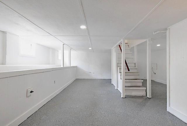 4657 Pate Dr, Columbus, GA 31907 - basement featuring baseboards, recessed lighting, and stairs