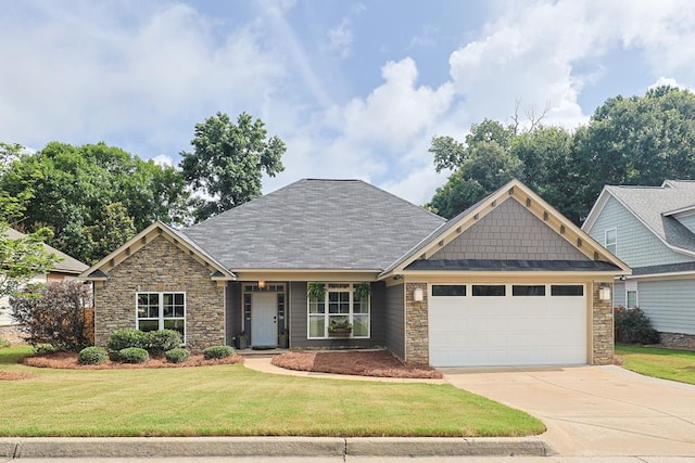 1537 Magnolia Way, Columbus, GA 31904 - craftsman-style home with stone siding, an attached garage, concrete driveway, and a front lawn