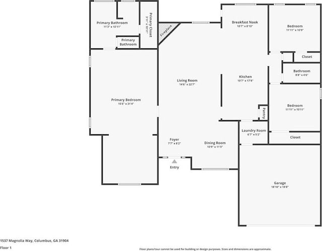 1537 Magnolia Way, Columbus, GA 31904 - view of property floor plan