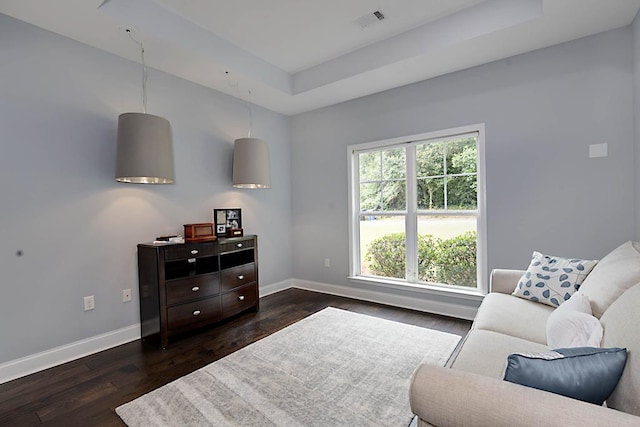 1537 Magnolia Way, Columbus, GA 31904 - living room featuring a raised ceiling and dark wood-style flooring