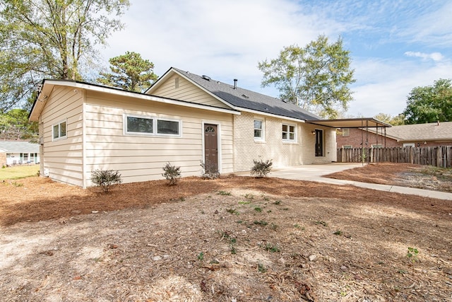 view of single story home