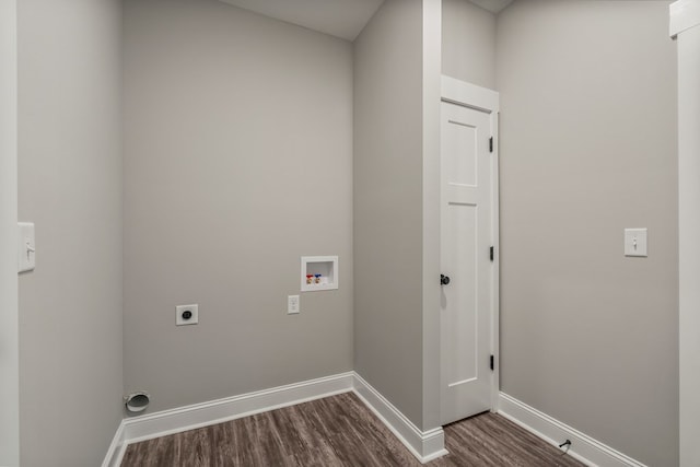 204 Lee Rd Unit 0334, Salem, AL 36874 - laundry area featuring washer hookup, electric dryer hookup, laundry area, baseboards, and dark wood-style flooring