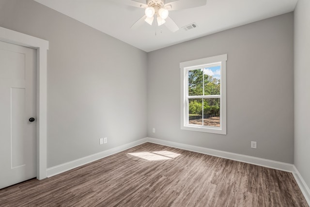 204 Lee Rd Unit 0334, Salem, AL 36874 - empty room with baseboards, visible vents, wood finished floors, and a ceiling fan