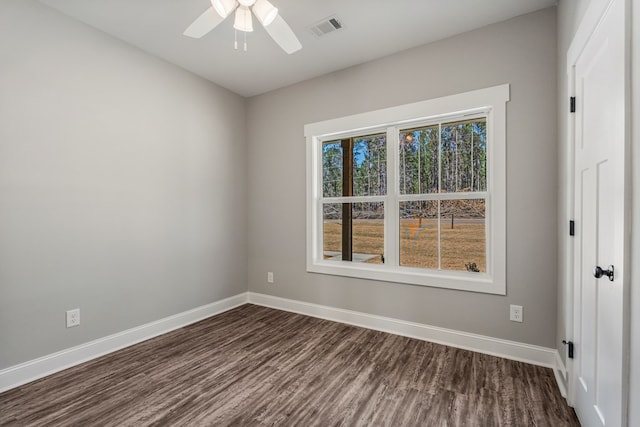 204 Lee Rd Unit 0334, Salem, AL 36874 - unfurnished room featuring baseboards, ceiling fan, visible vents, and dark wood-type flooring