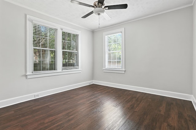 2901 Peabody Ave, Columbus, GA 31904 - spare room featuring dark wood-type flooring, a textured ceiling, ceiling fan, and ornamental molding