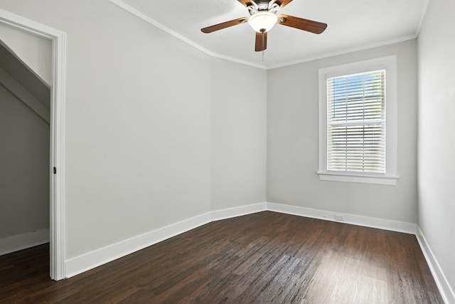 2901 Peabody Ave, Columbus, GA 31904 - spare room with dark wood-style floors, ornamental molding, and ceiling fan