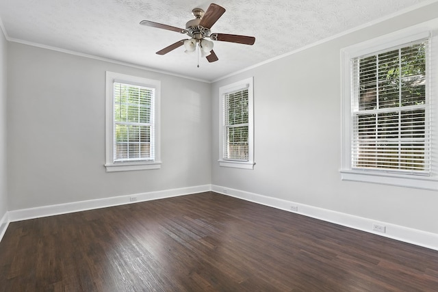 2901 Peabody Ave, Columbus, GA 31904 - spare room with dark wood-type flooring, ornamental molding, ceiling fan, and a textured ceiling