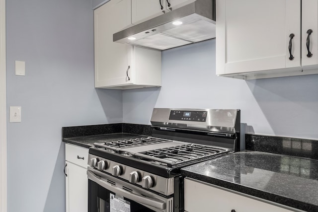 8344 Twin Chapel Dr, Columbus, GA 31904 - kitchen with gas range, under cabinet range hood, and white cabinetry