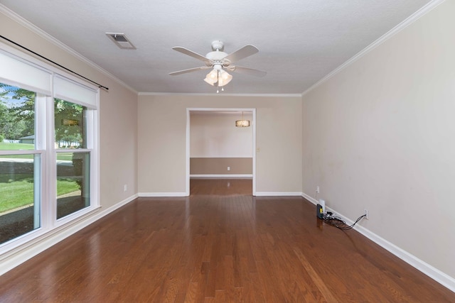 6215 Seaton Dr, Columbus, GA 31909 - spare room featuring ceiling fan, wood finished floors, and crown molding