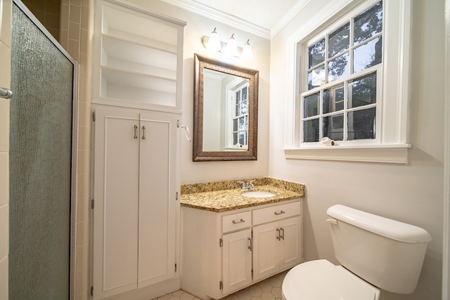 2010 Cherokee Dr, Columbus, GA 31906 - bathroom featuring ornamental molding, vanity, and a stall shower