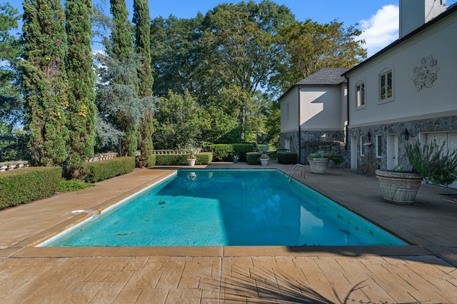 view of swimming pool with a patio