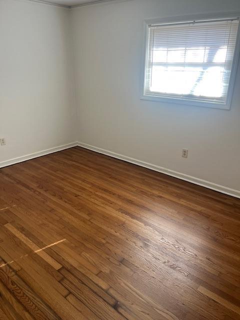 spare room with dark wood-type flooring