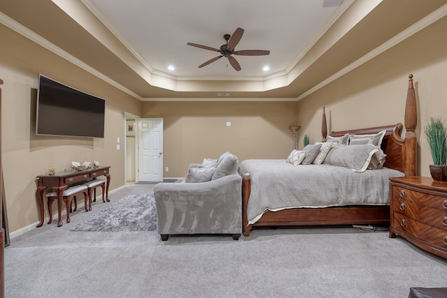 1000 Gramercy Dr, Midland, GA 31820 - bedroom featuring ornamental molding, carpet floors, a raised ceiling, baseboards, and recessed lighting