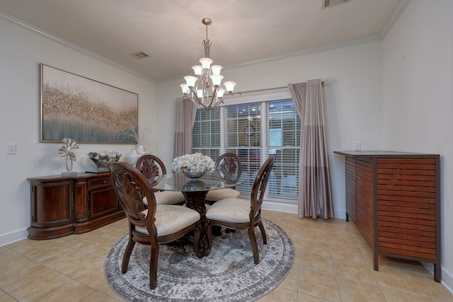 1000 Gramercy Dr, Midland, GA 31820 - dining space with a chandelier, crown molding, light tile patterned floors, and baseboards