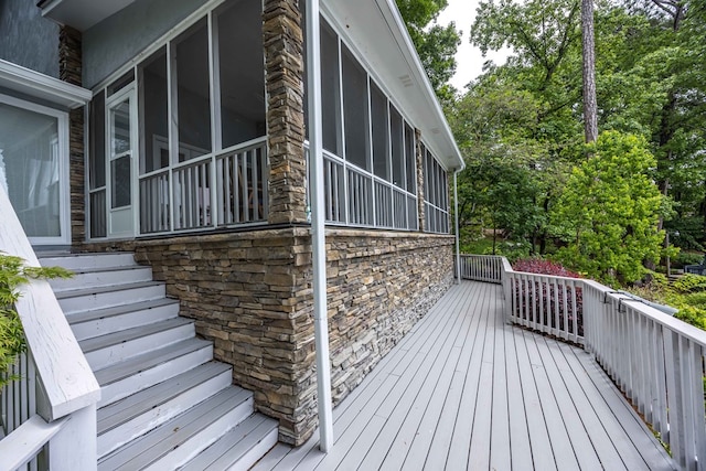 566 Longview Dr, Hamilton, GA 31811 - wooden terrace with a sunroom and stairs