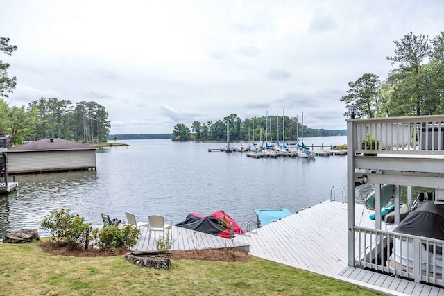 566 Longview Dr, Hamilton, GA 31811 - dock area featuring a water view and a lawn
