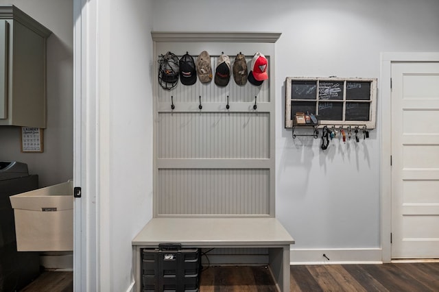 mudroom featuring dark wood-type flooring and sink